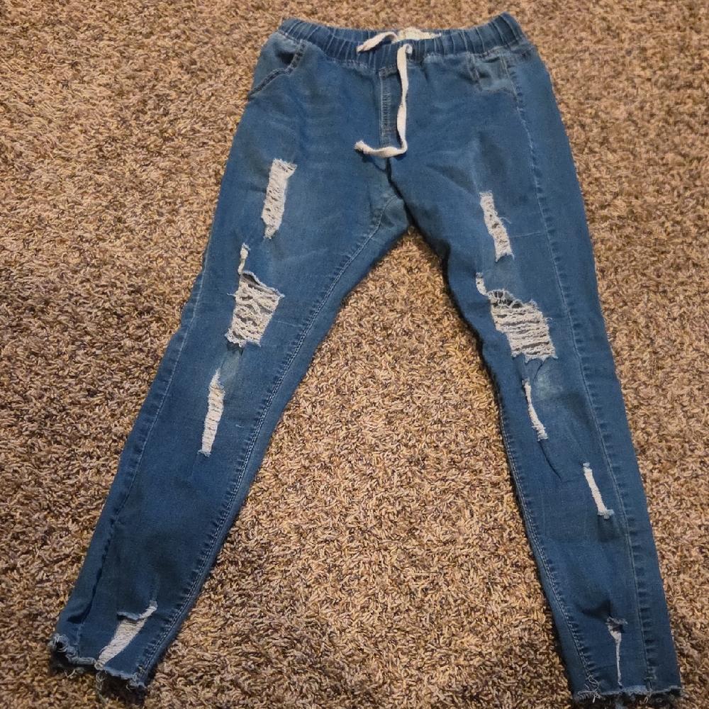 Blue Distressed Skinny Jeans